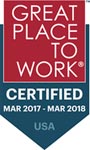 Great Place to Work Badge for March 2017-2018