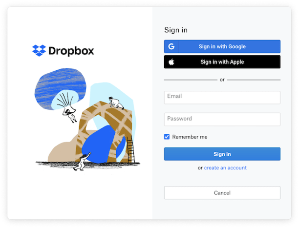 Dropbox pålogging